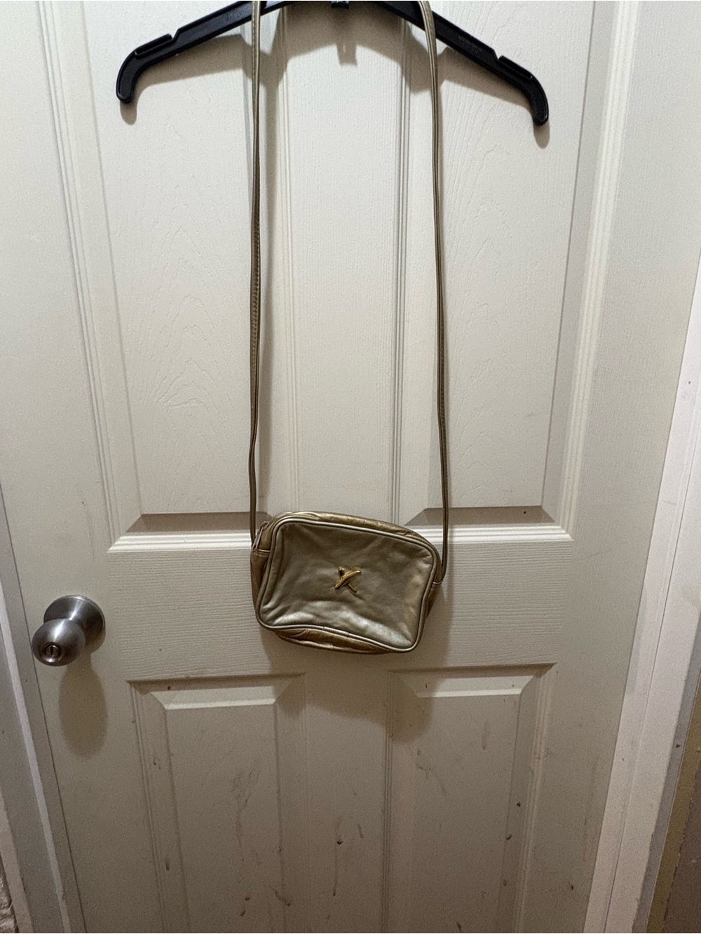 Paloma Picasso Vintage Metallic Gold Crossbody Bag with Long Strap